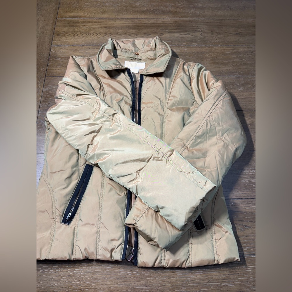 Michael Kors Beige Irridescent Lightweight Puffer Jacket - Women Size M